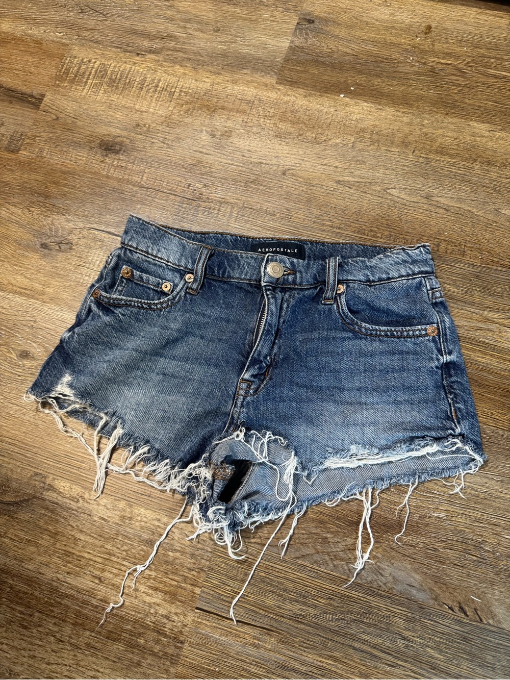 Aeropostale Women's Frayed Dark Blue Denim Cutoff Shorts